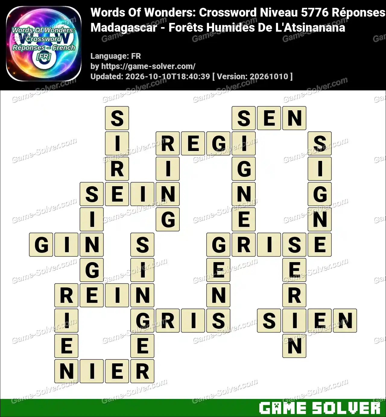 Words Of Wonders: Crossword Niveau 5776 Réponses – Madagascar – Forêts Humides De L’Atsinanana